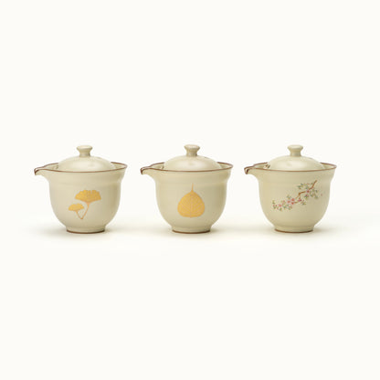 Portable Ceramic Gongfu Travel Tea Set | 1 Pot, 3 Cups &amp; Travel Case